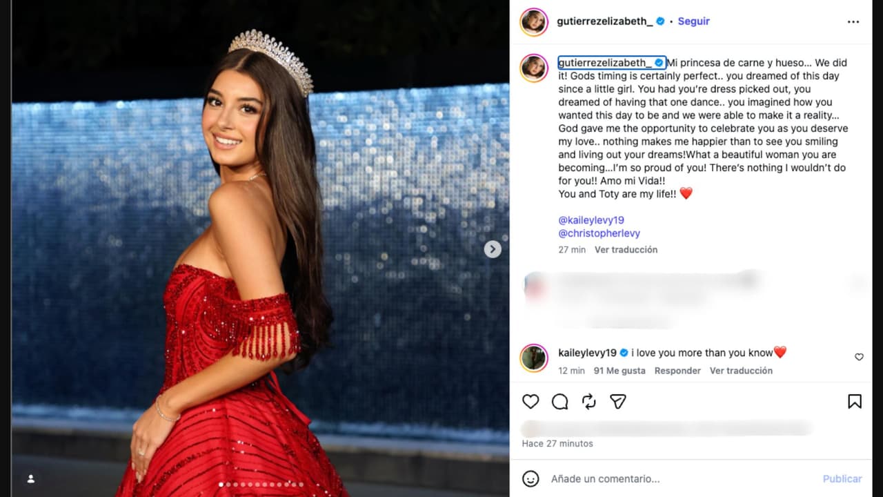 Kailey, hija de William Levy y Elizabeth Gutiérrez, celebra sus 16 años