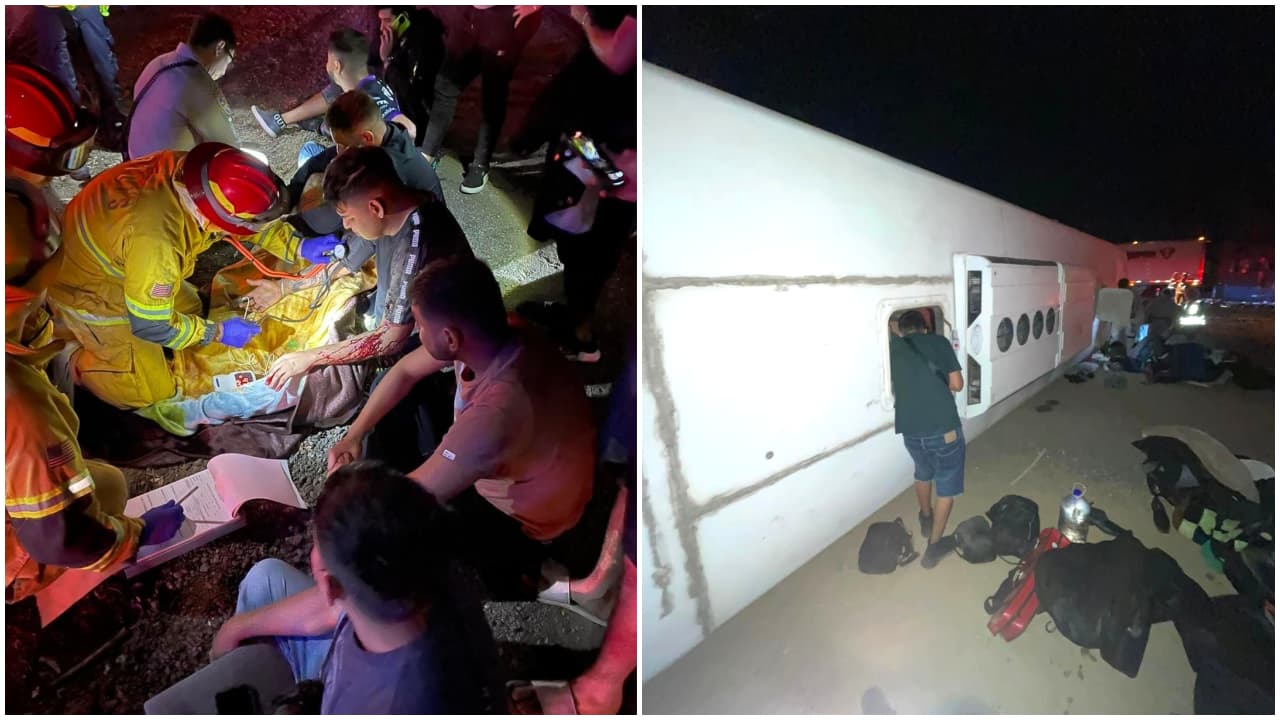 Banda La Distinguida de Mazatlán, Sinaloa sufre accidete en carretera de California