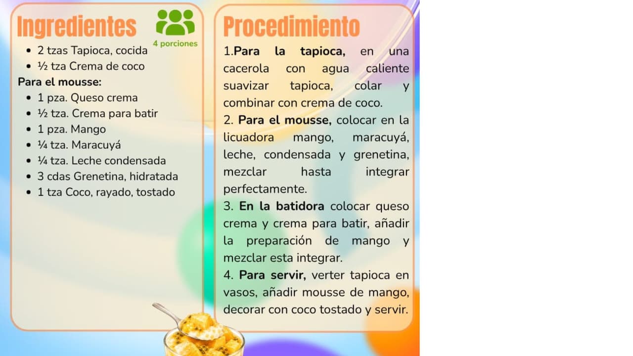 Tapioca mango maracuyá.