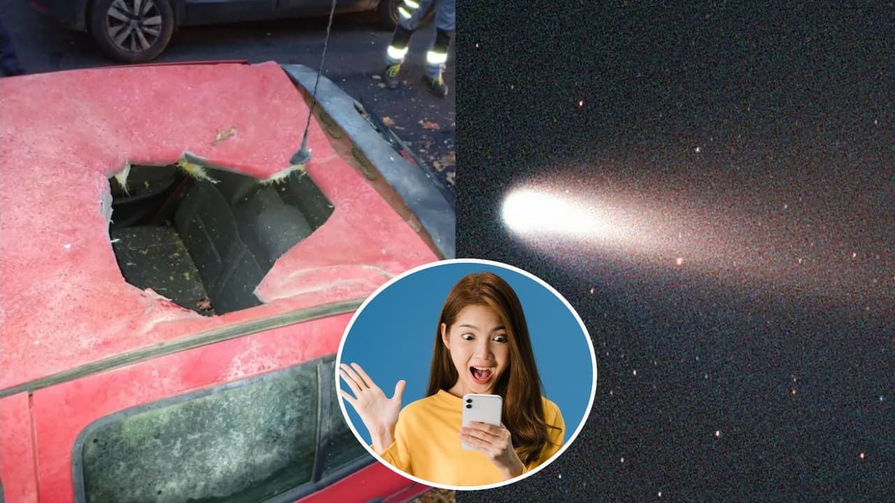 Vehículo es golpeado por un ‘meteorito’ en Francia: mira cómo quedó tras el impacto