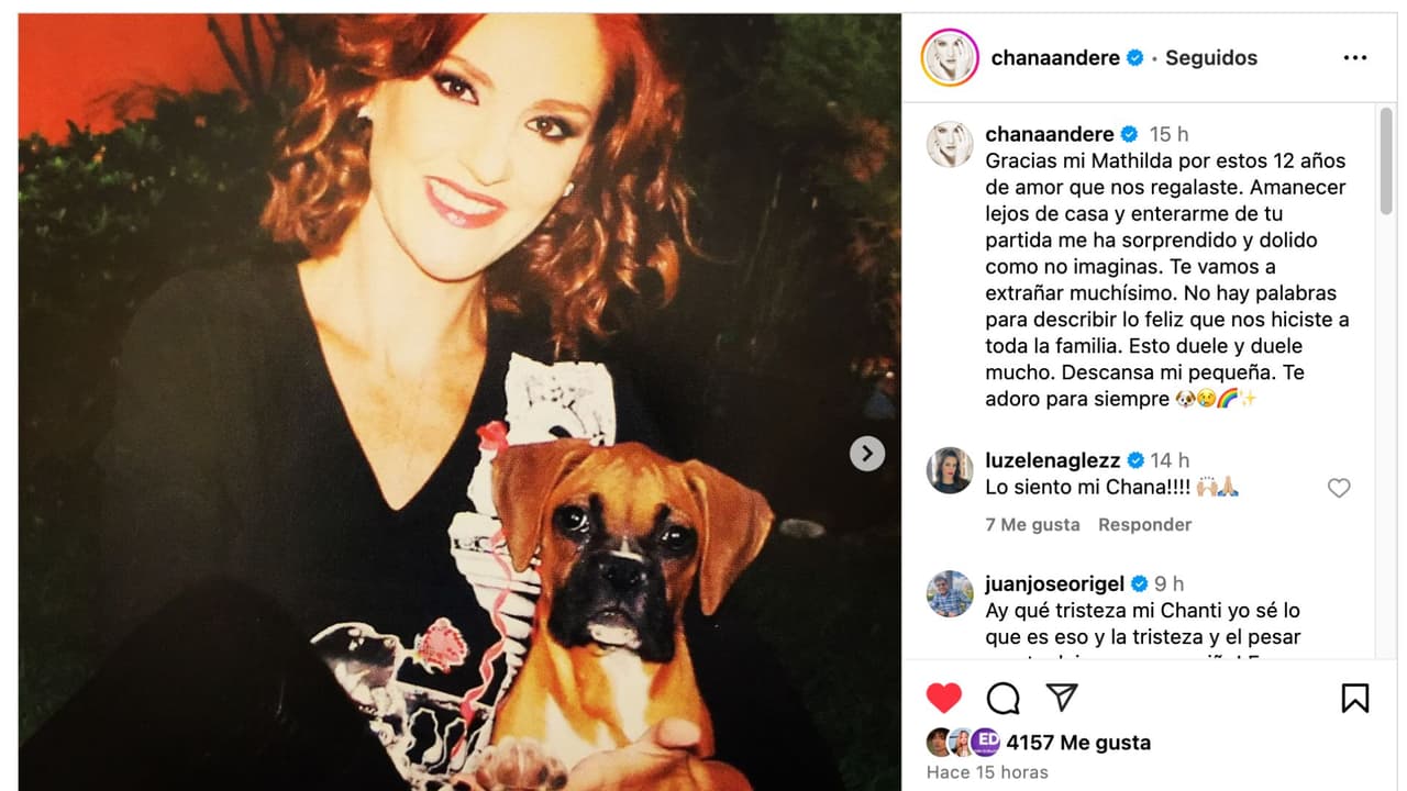 Chantal Andere anuncia que está de luto.