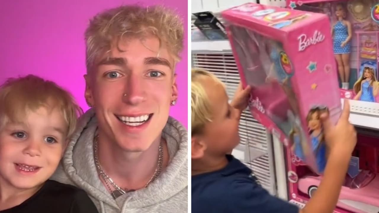Papá rompe estereotipos y regala a su hijo una muñeca Barbie: su reacción emocionó a Internet