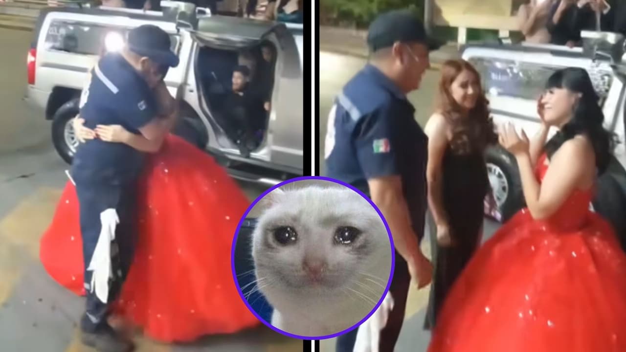 Papá no puede ir a los XV años de su hija porque debe trabajar y ella le da una gran sorpresa: video