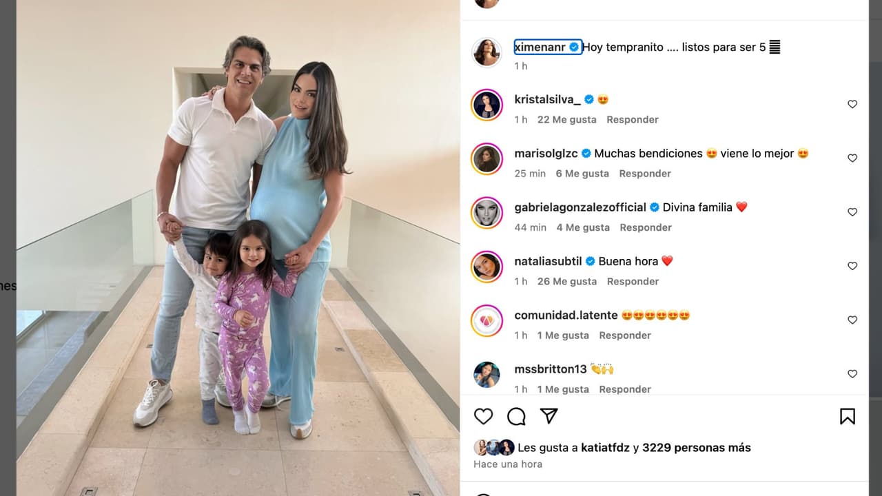 Ximena Navarrete lista para recibir a su tercer hijo.