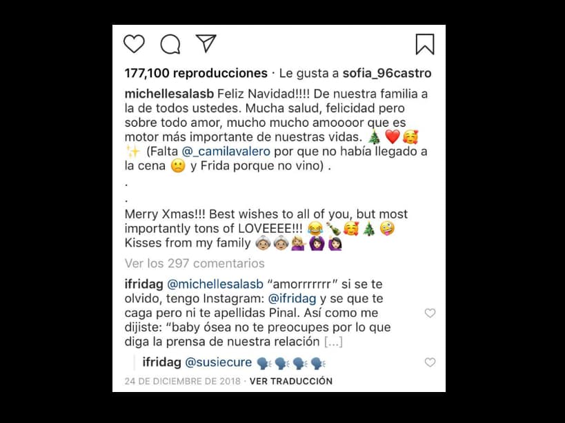 Este es el mensaje que Michelle Salas escribió en Navidad