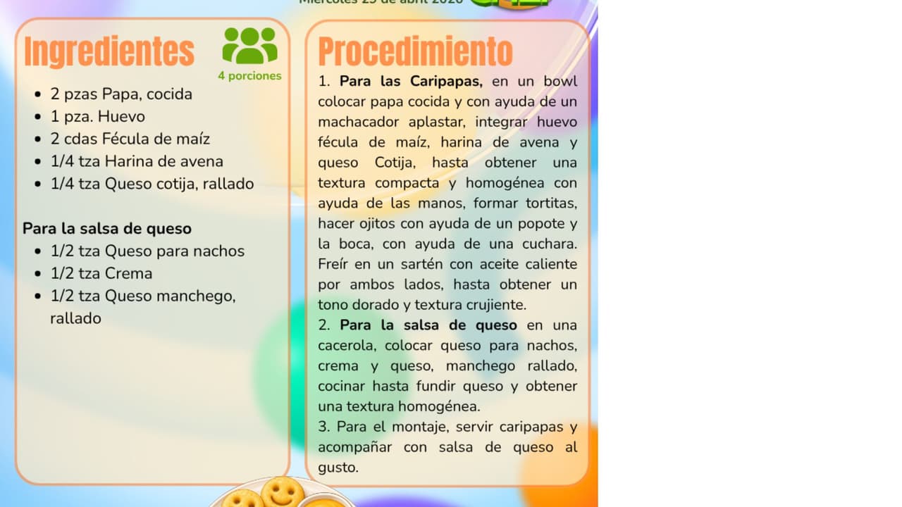 Receta de caripapas.