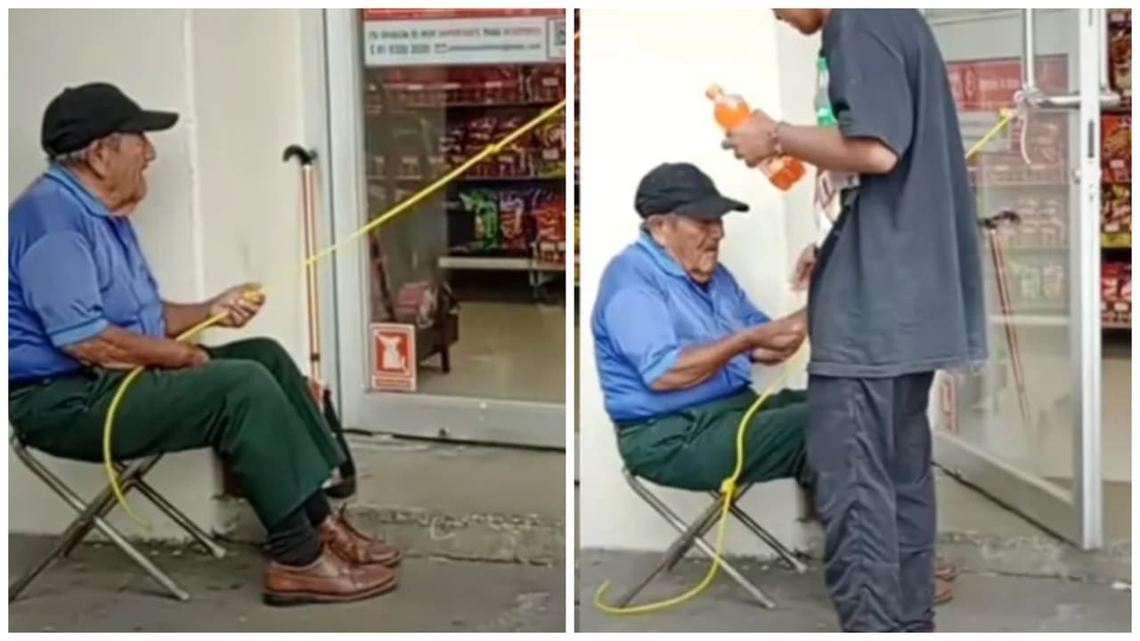 Abuelito inventa crativa forma de recibir dinero y se hace viral.