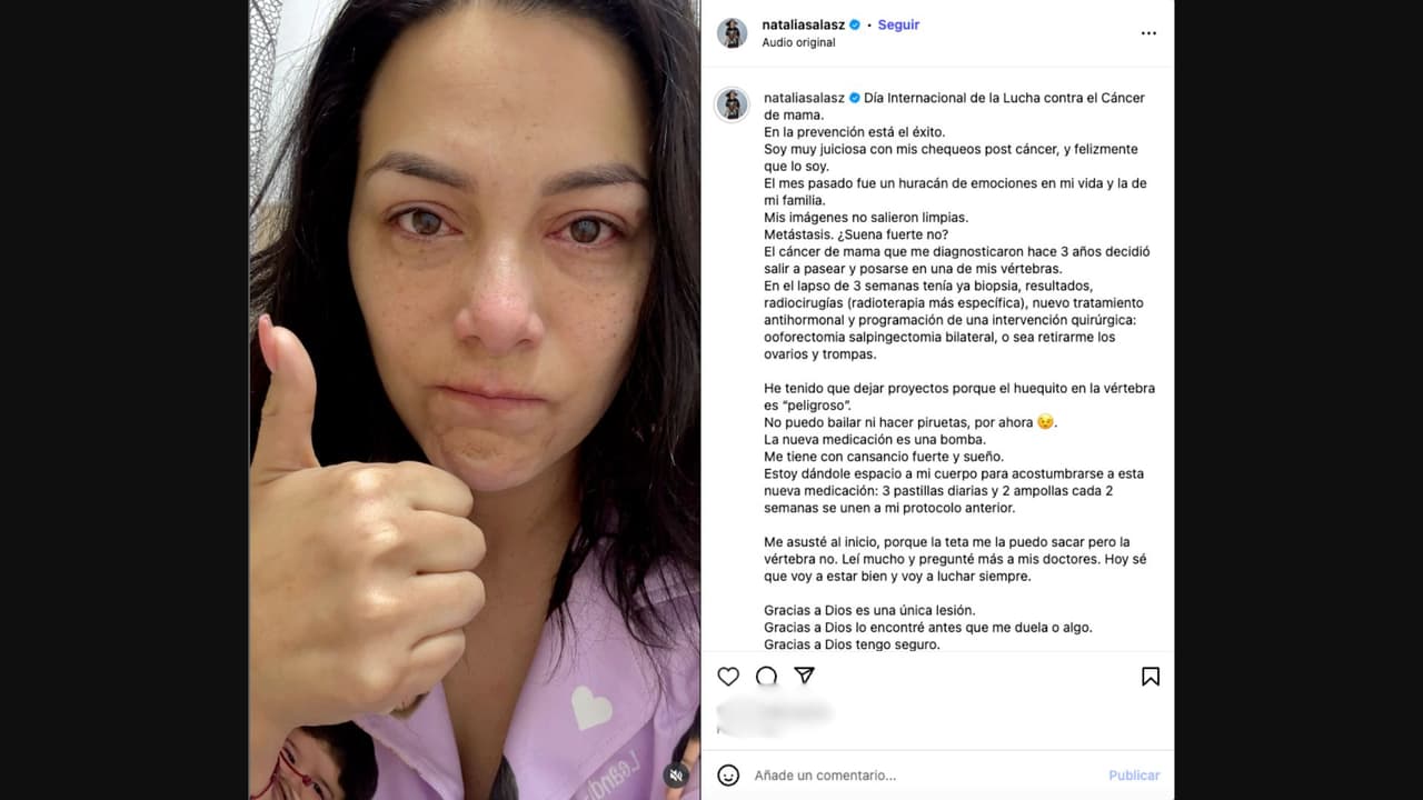 Actriz Natalia Salas revela que su cáncer hizo metástasis
