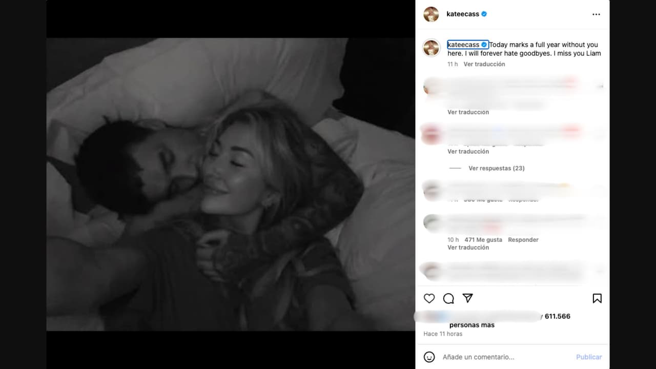Kate Cassidy recuerda a Liam Payne en el primer aniversario luctuoso del cantante