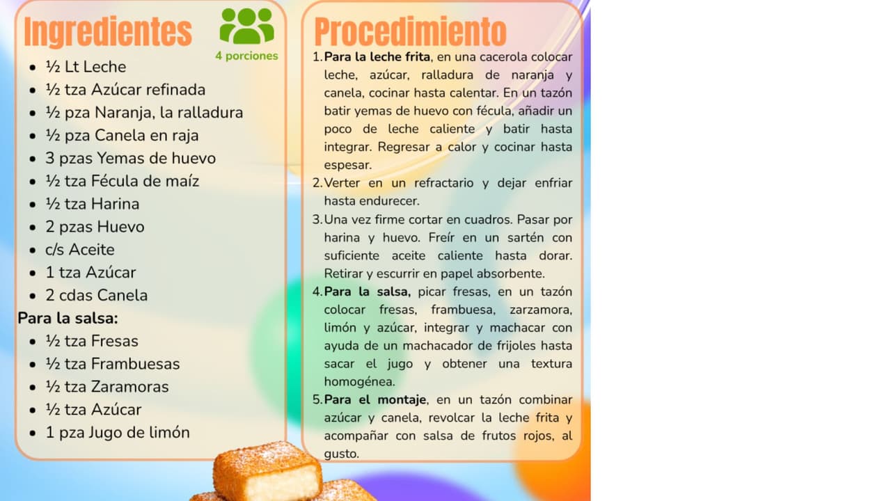 Receta 'Leche frita'.