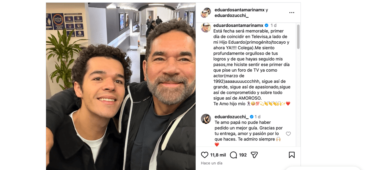 Eduardo Santamarina publica inesperada foto con su hijo actor de Televisa: impactan por lucir idénticos