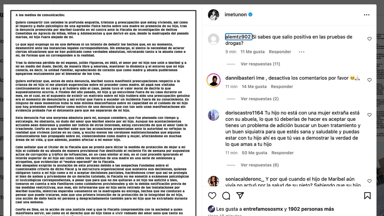 Imelda Tuñón lanza comunicado tras denuncia de Maribel Guardia.