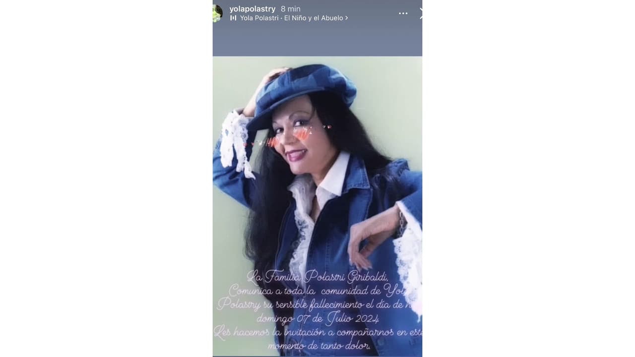 Anuncian muerte de Yola Polastri.