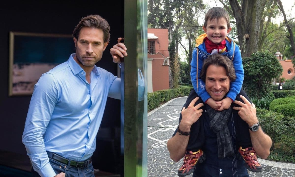 El actor aparece haciendo ejercicio con Santiago, a quien procreó con Cecilia Galliano