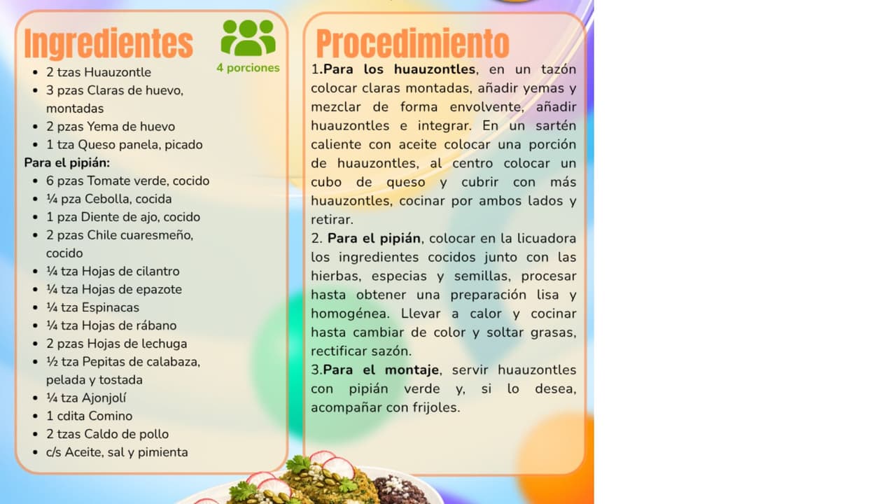 Receta de huauzontle con pipián.