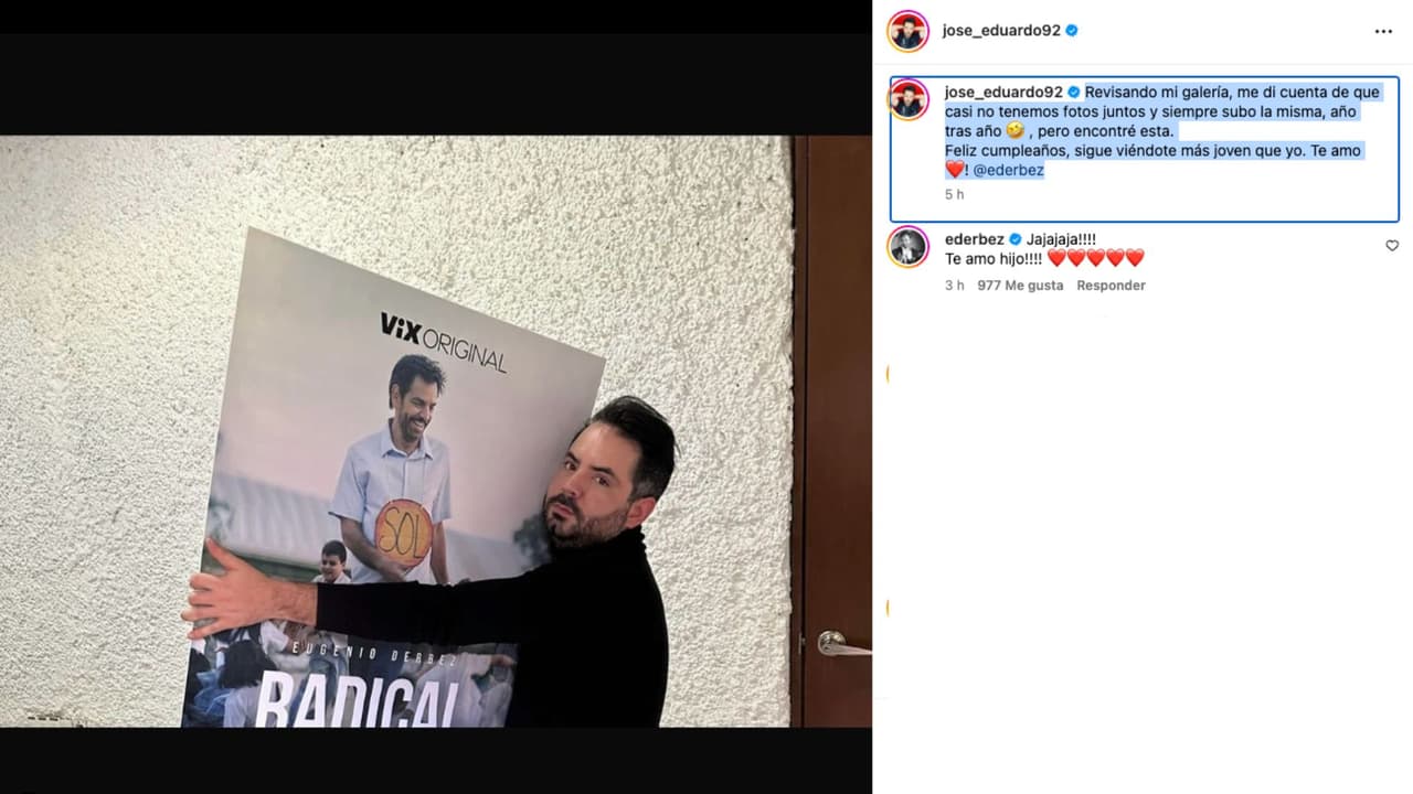 José Eduardo Derbez felicita a su padre Eugenio Derbez en Instagram