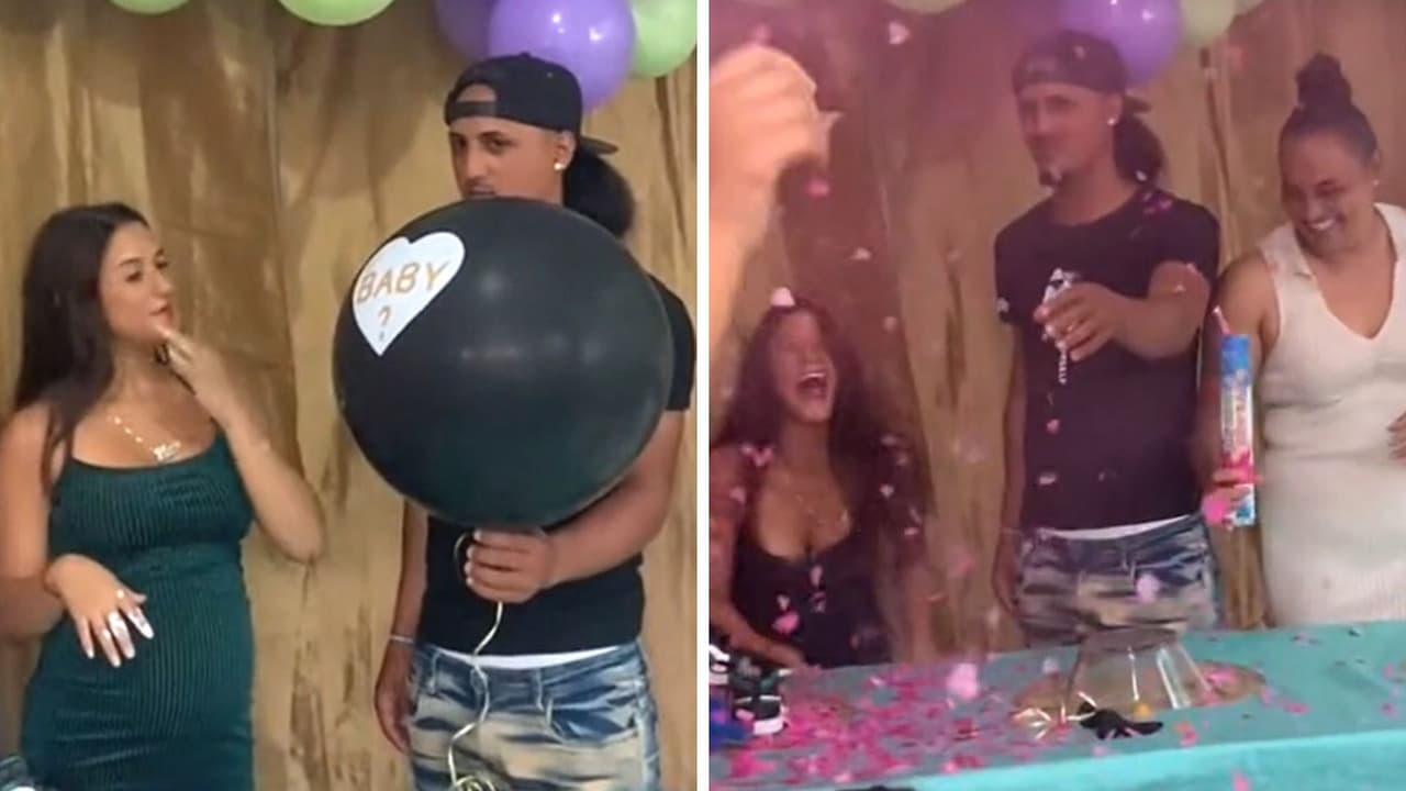 Pareja hace gender reveal y critican al papá por su reacción al saber que es una niña