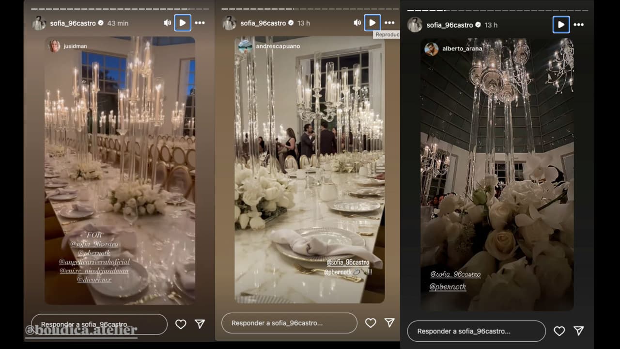 Sofía Castro muestra la decoracón del salón donde celebró un cóctel previo a su boda religiosa