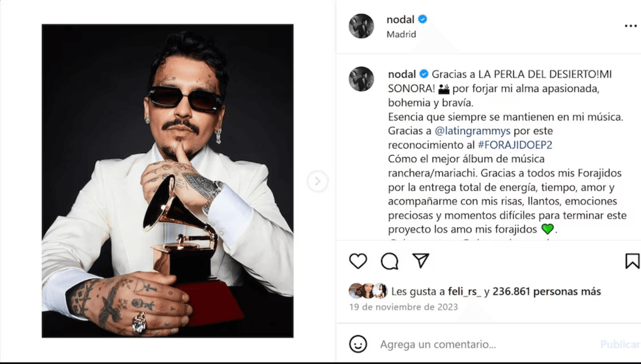 Esta es la foto que desbloqueó Nodal