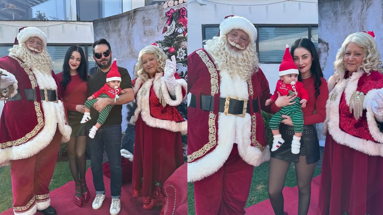 Tessa, la hija de José Eduardo Derbez y Paola Dalay, posa por primera vez junto a Santa Claus