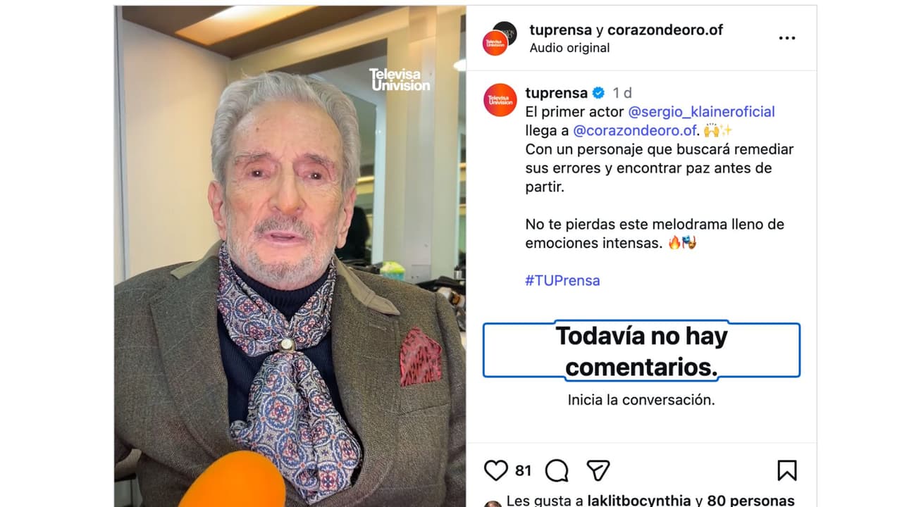 Sergio Klainer regresa a la pantalla chica en la telenovela Corazón de Oro.