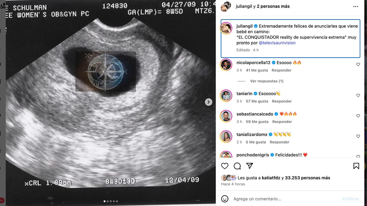 Julián Gil y Valeria Marín anuncian "bebé en camino".