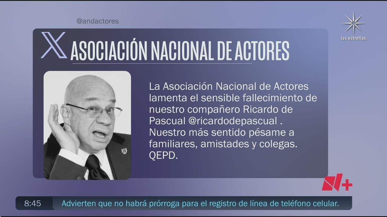 Muere el actor Ricardo de Pascual.