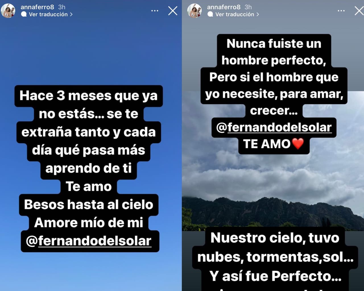 Anna Ferro publica contundentes mensajes sobre Fernando del Solar.