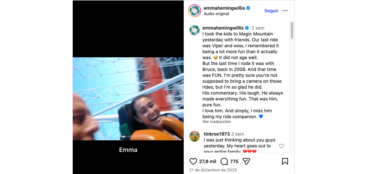 ¿Muere Bruce Willis a los 70 años? Esposa del actor publica devastador mensaje y esto se sabe