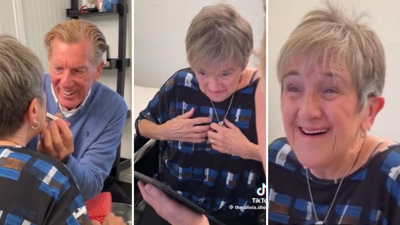 La mujer agradeció a su esposo y la maquillista por trasformar su rostro