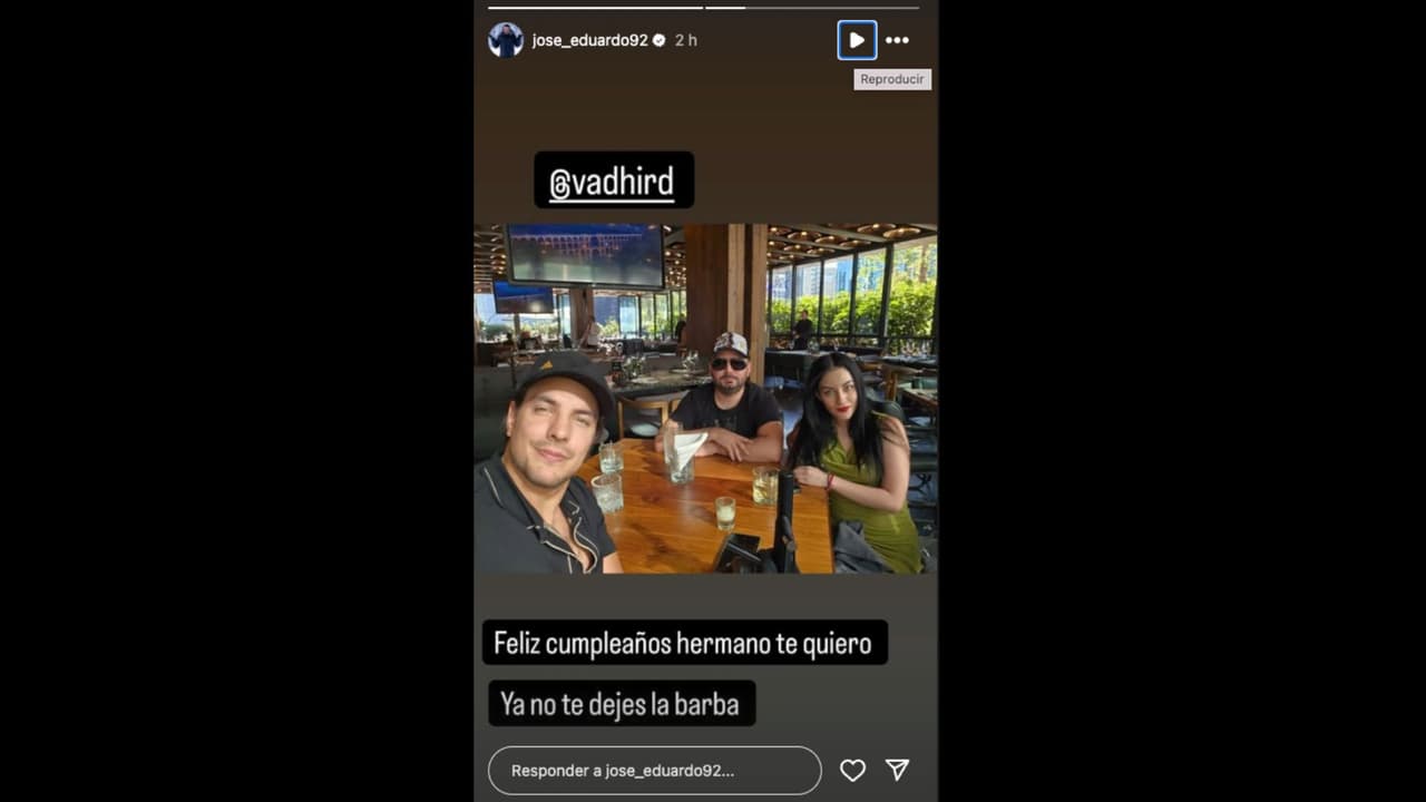 José Eduardo Derbez manda felicitación a Vadhir en sus historias de Instagram