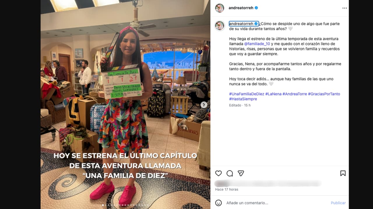 Andrea Torre se despide de la Nena de ‘Una familia de diez’
<br>