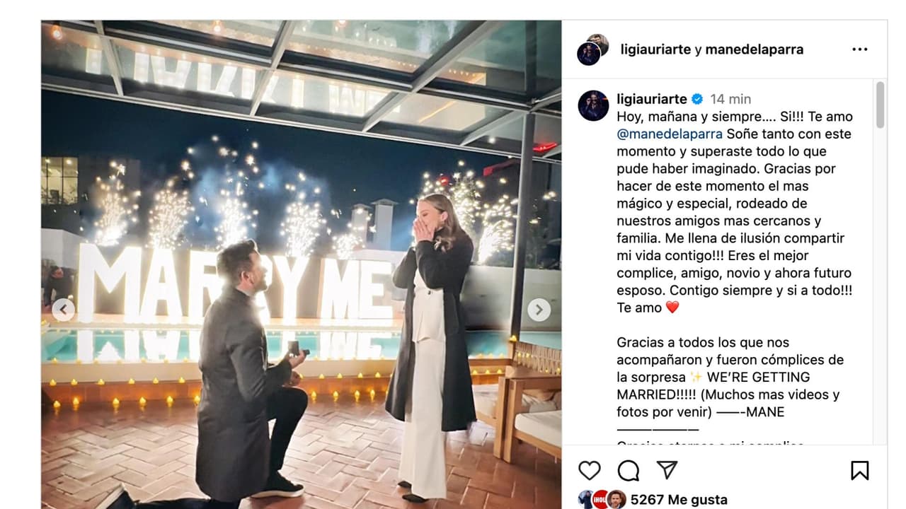 Mane de la Parra y Ligia Uriarte se comprometen.