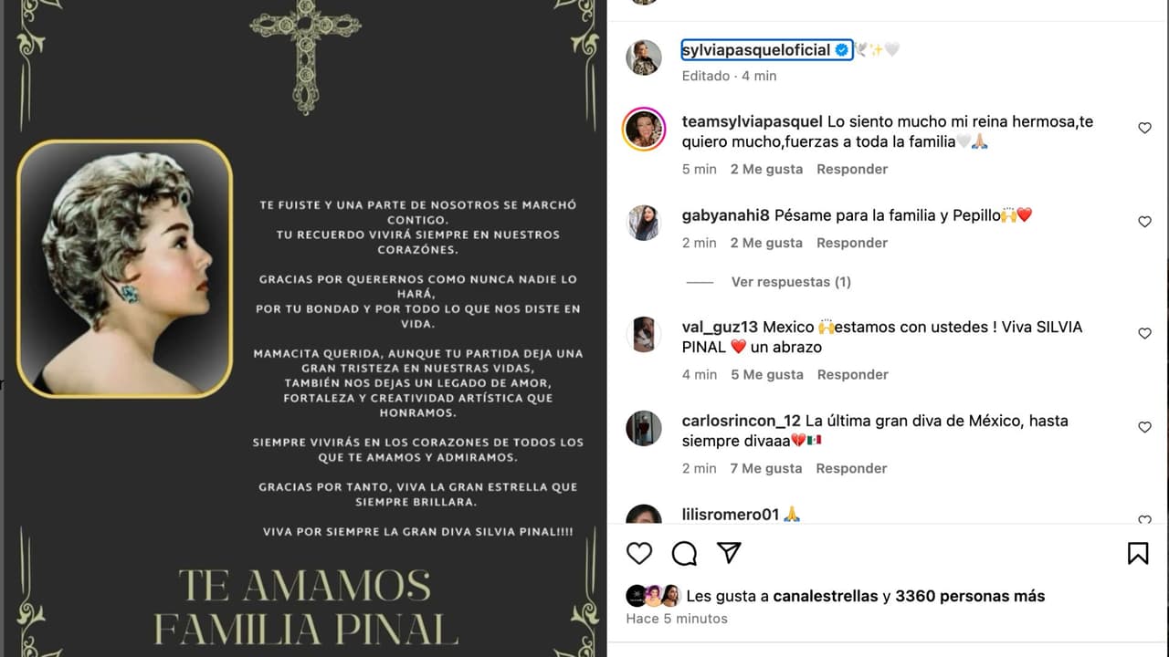 Mensaje de Sylvia Pasquel para despedir a su mamá Silvia Pinal.