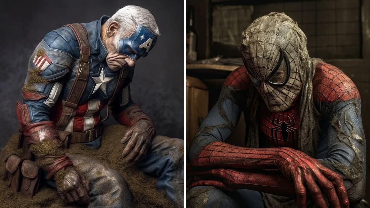 Artista muestra cómo se verían Capitán América y Spider-Man si fueran adultos mayores