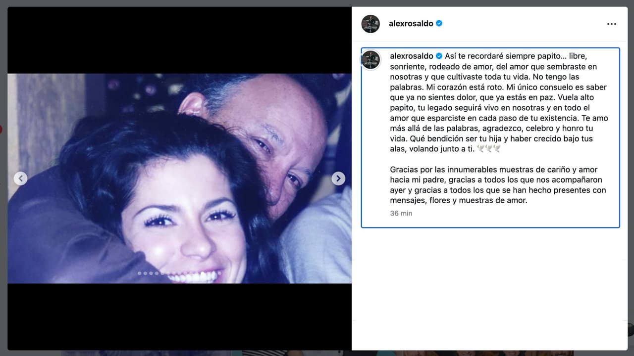 Alessandra Rosaldo despide a su papá Jaime Sánchez Rosaldo.