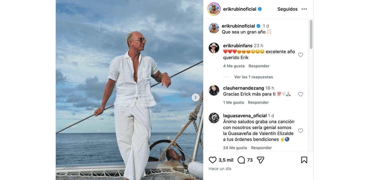 Erik Rubín publica mensaje e inesperadas fotos ante el nuevo romance de Andrea Legarreta