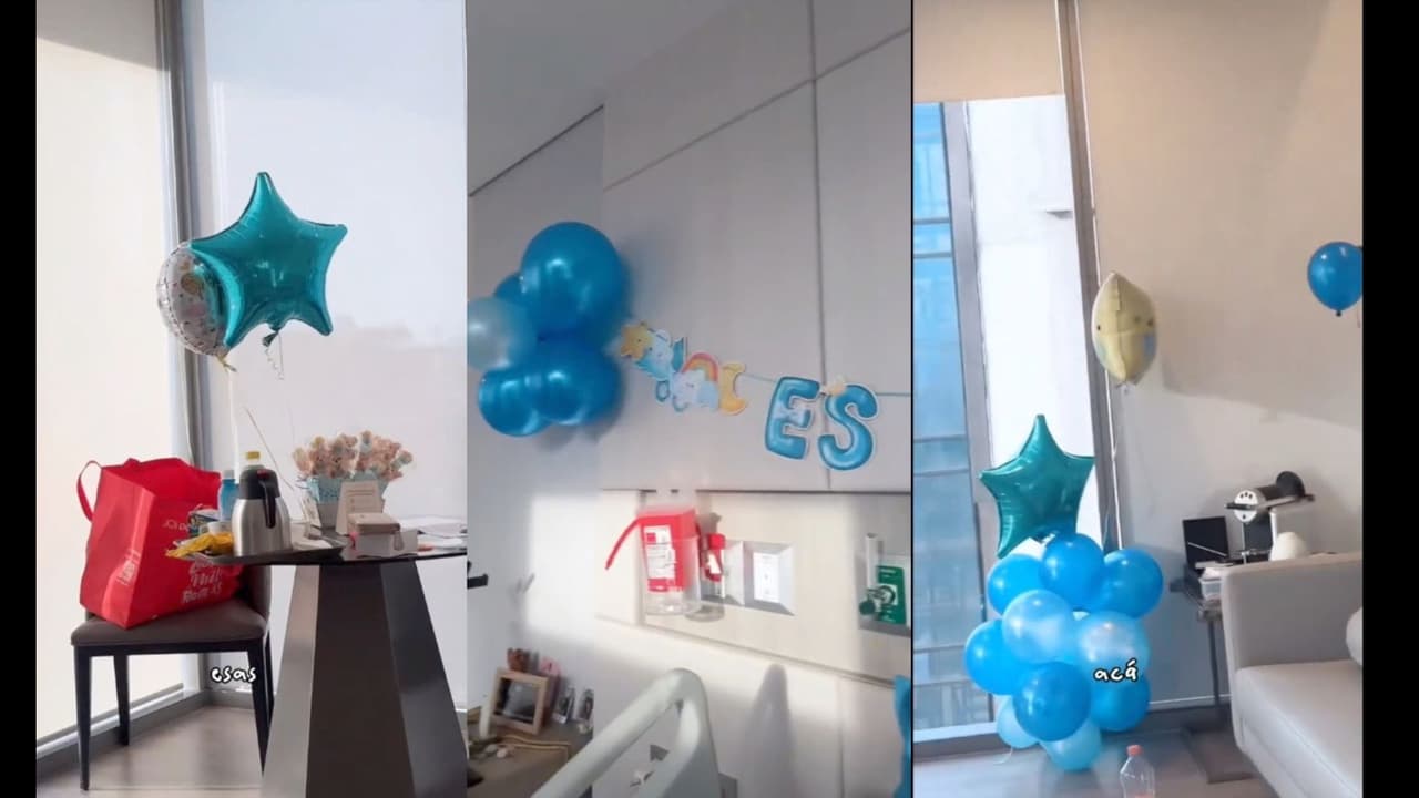 Geraldine Galván ya es mamá y así decoraron su habitación en el hospital
