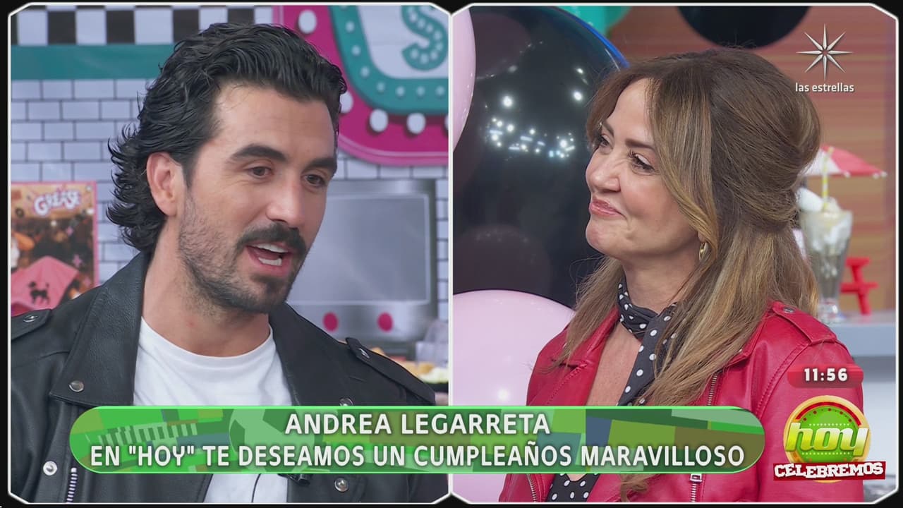 Novio de Andrea Legarreta la sorprende frente a su papá en Hoy; protagonizan romántico beso en vivo