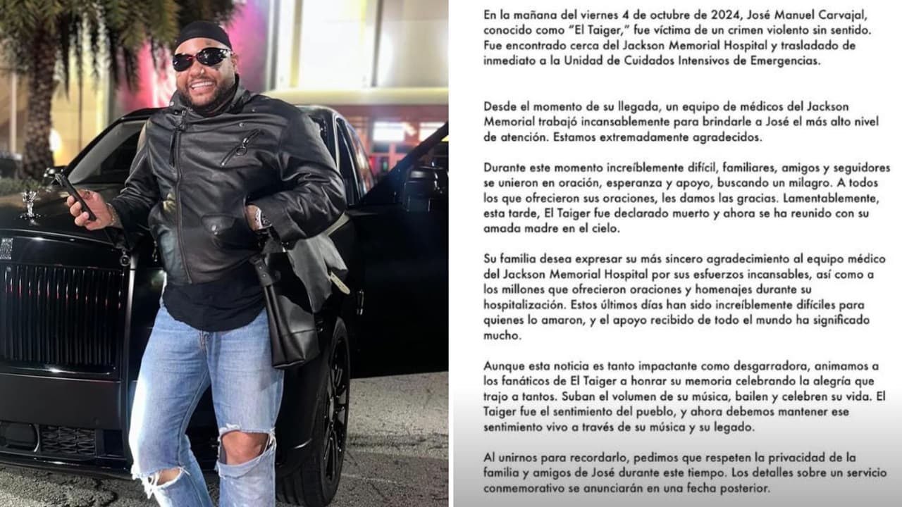 José Manuel Carvajal, mejor conocido como El Taiger, murió tras recibir un disparo en la cabeza.