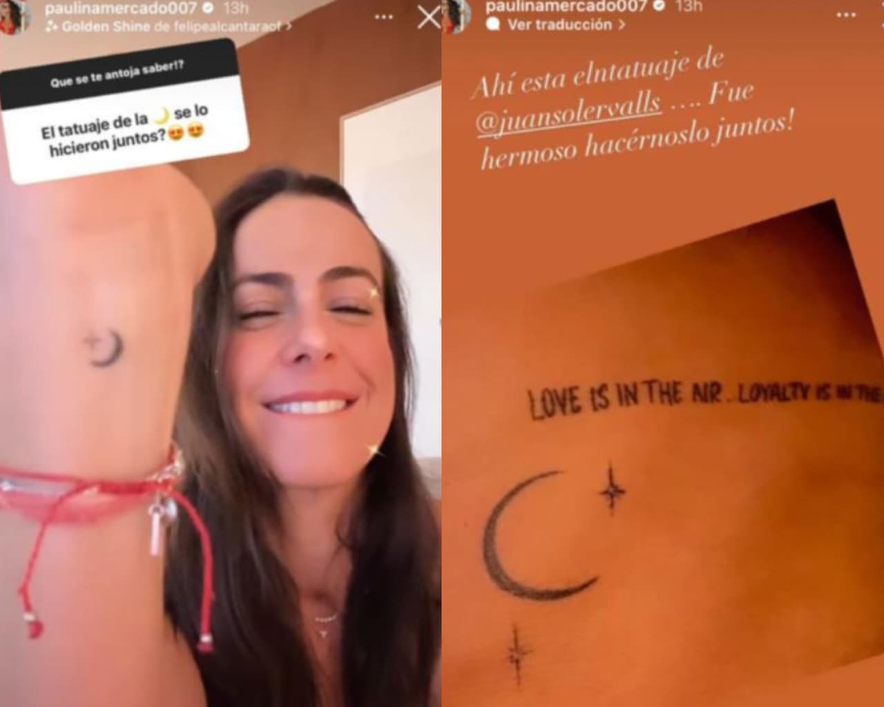 Paulina Mercado presume el tatuaje que se hizo con Juan Soler.