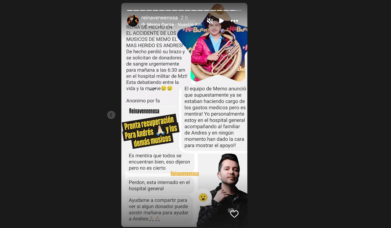 Integrante de banda de regional mexicano sufre accidente y pierde su brazo