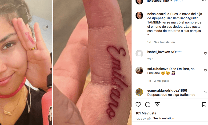 Nuera de Pepe Aguilar se tatúa el nombre de su hijo