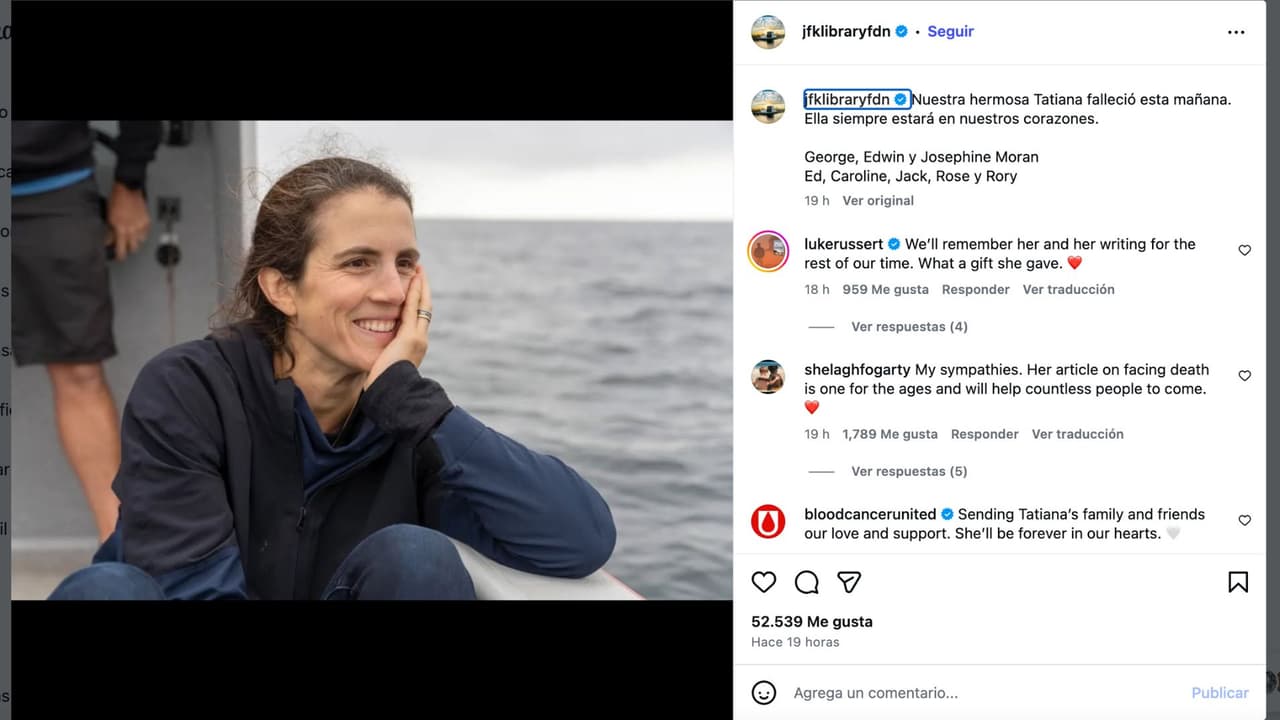 Muere a los 35 años Tatiana Schlossberg.