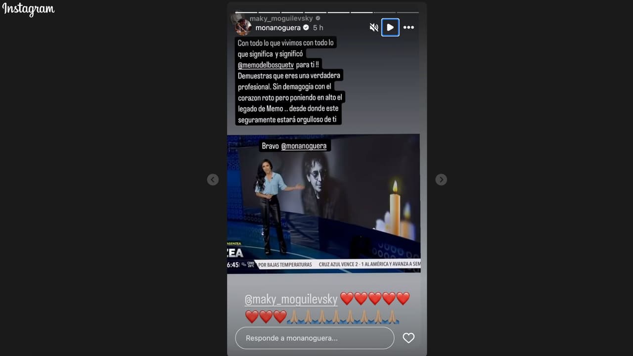 Mónica Noguera se despide de Memo del Bosque en televisión.