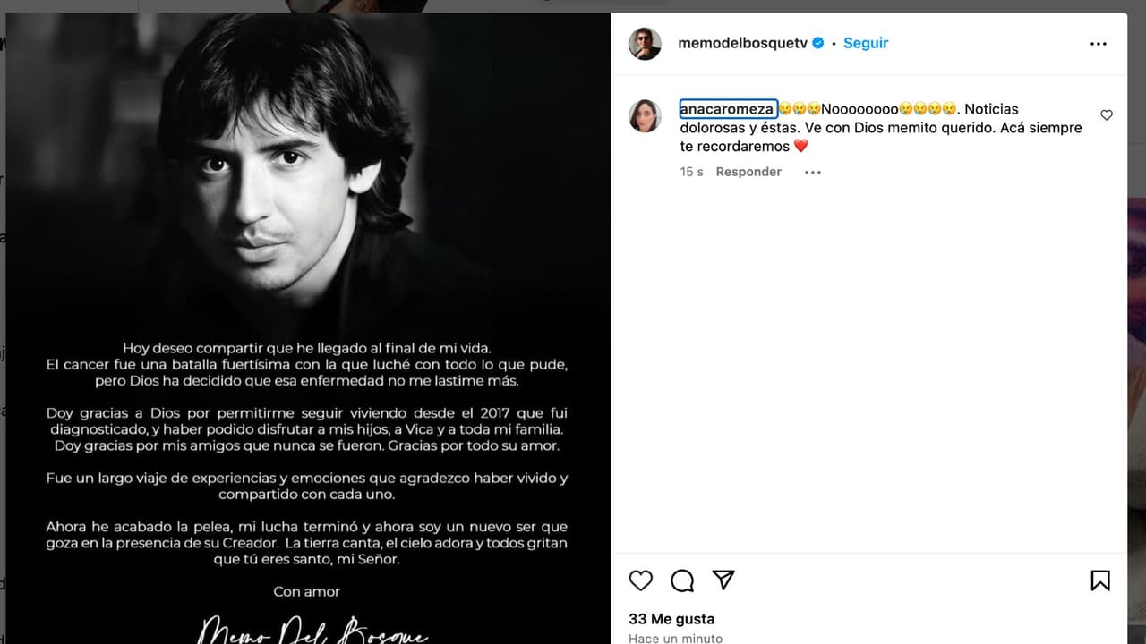 Muere Memo del Bosque.