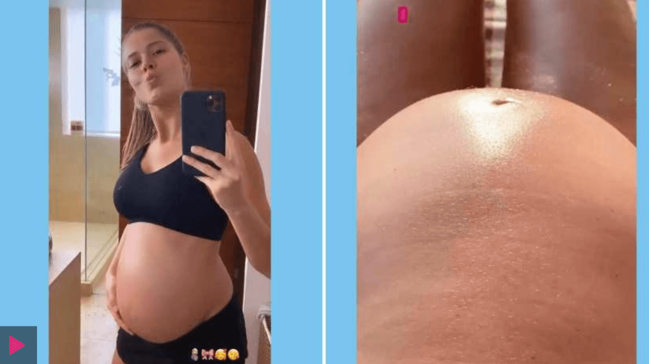 En sus historias, Thuany Martins también comenzó a compartir los primeros movimientos de su bebé, así como las pequeñas pataditas que le daba.