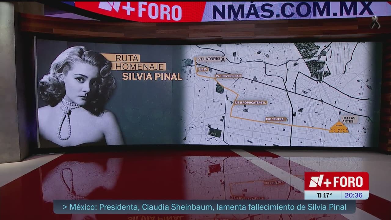 Esta será la ruta de la carroza fúnebre antes de llegar al palacio de Bellas Artes para el homenaje póstumo a Silvia Pinal