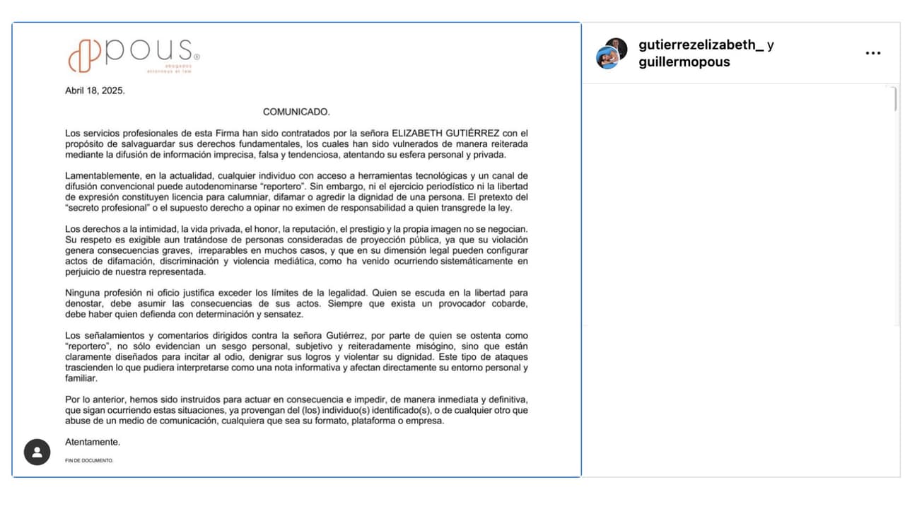 Elizabeth Gutiérrez desmiente rumores tras arresto de William Levy.