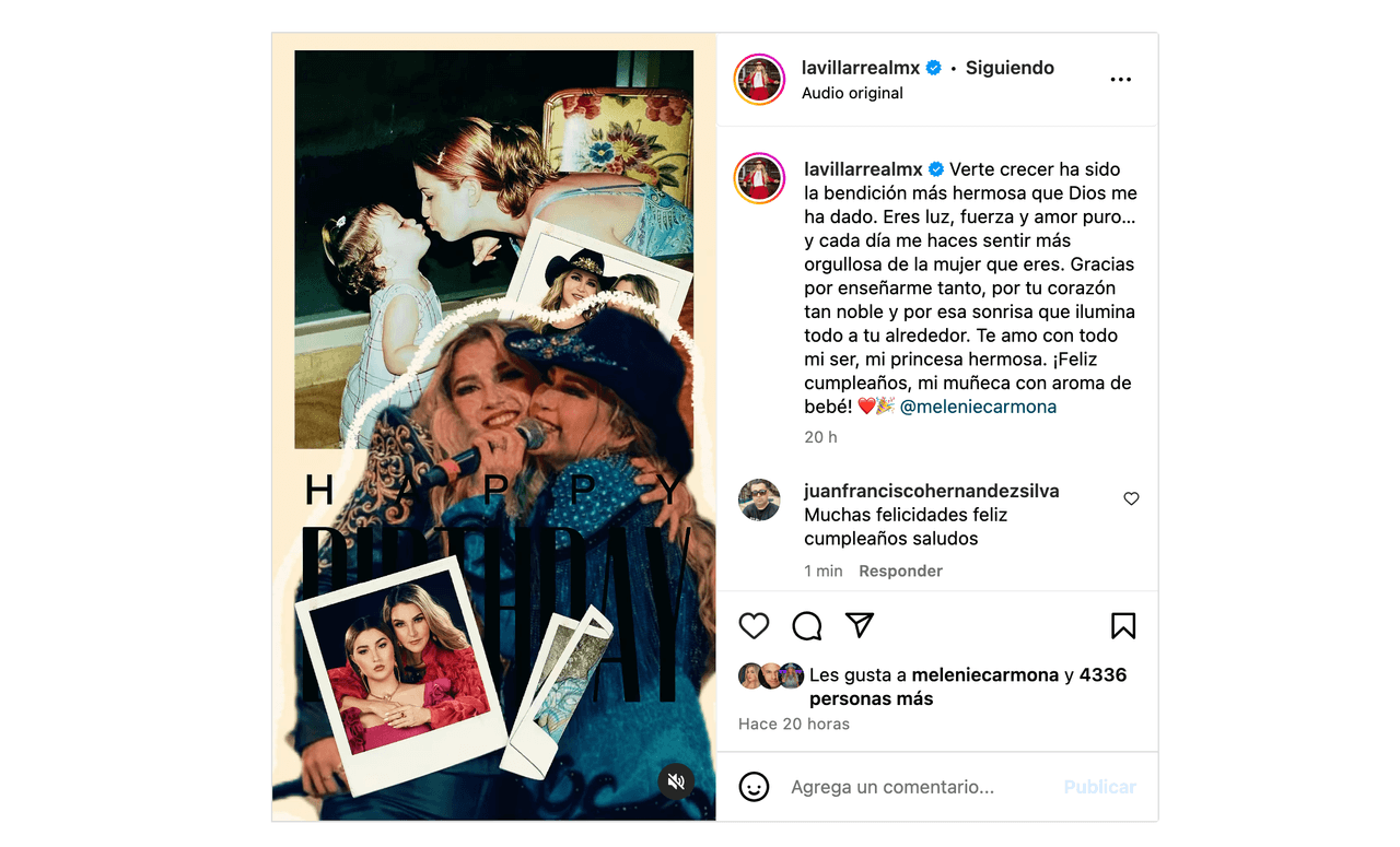 Alicia Villarreal celebra el cumpleaños de su hija Melenie
